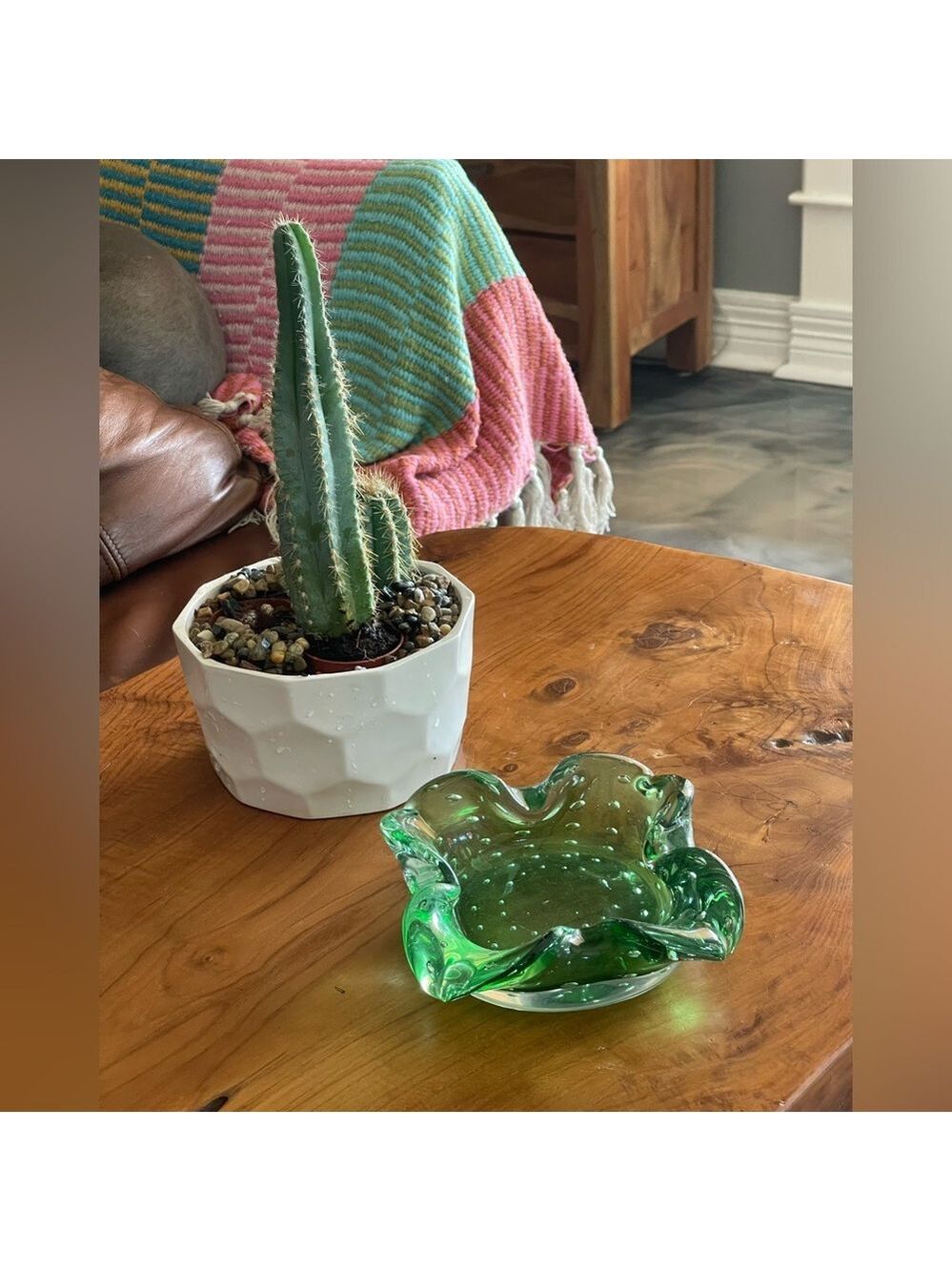 Mid Century Murano Glass Bullicante Controlled Bubble Art Glass Ashtray 50s